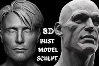 sculpt 3d realistic or stylized portrait bust head face model zbrush 3d printing