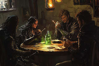 draw a fantasy concept art of dnd party, dnd art illustration