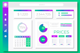 do data visualizations, interactive dashboard in excel and googlesheet template