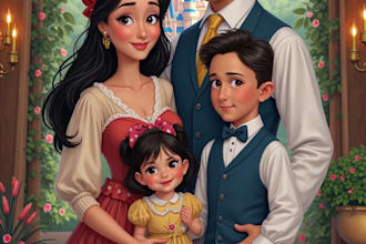 design a professional disney family portrait