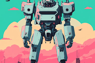 draw mecha robot,armor,gundam in anime or realism style