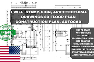 create architectural drawings, 2d floor plans, autocad 3d renders and stamp