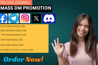 send facebook, twitter, discord daily outreach, mass dm, dms organic promotion