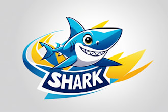 do creative shark mascot logo in 1 day
