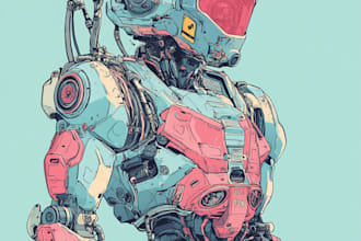 draw , transformers,  robot in anime manga style