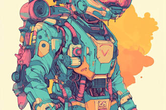 draw concept mecha robot for your character