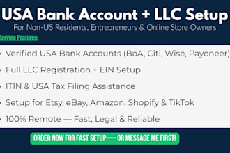 create a usa bank for usa and non usa resident, wise payoneer, 2d bank mercury