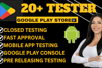 provide testing with 12 testers or 20 testers google play console app publish