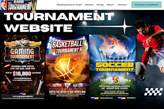 build tournament website, gaming website, sport website football academy website