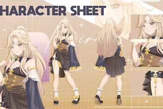 draw character reference sheet anime art oc ref sheet vtuber commission sheet