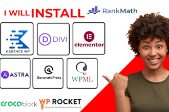 install elementor pro, astra, wpml, math pro crocoblock
