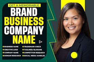 create a compelling business name, slogan, logo, and website