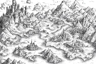 make fantasy map illustration for dnd, novels and games