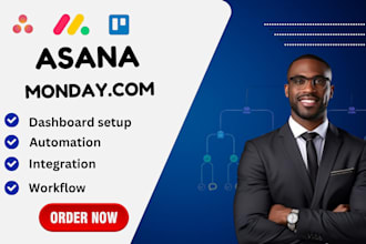 setup and automate asana and trello workflow, integrate monday com