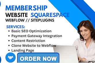 design squarespace membership subscription website redesign squarespace with SEO
