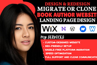 design redesign migrate book author website landing page on wordpress wix weebly
