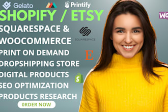 redesign shopify etsy print on demand squarespace  woocommerce gelato printify