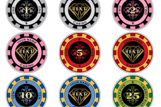 design modern poker chips, slot, card and poker logo or any graphics