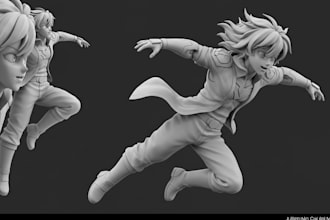 sculpt 3d anime figure, anime manga character action figure for 3d printing