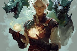 draw a fantasy dnd party character illustration