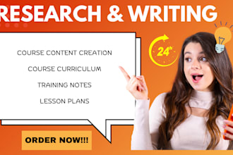 write on course content creation, curriculum, training notes, and lesson plans