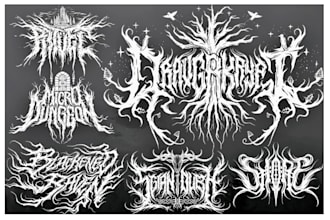 create an atmospheric black metal and dungeon synth logo