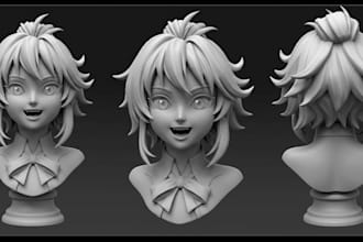sculpt 3d head model 3d anime figure 3d head bust for 3d printing or game