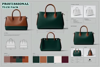 design custom bag designs and tech packs for handbags and tote bags