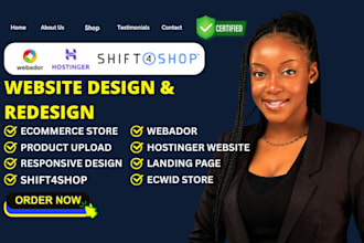 build webador website, hostinger website design shift4shop ecwid store