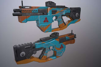 port 3d weapon in ue5, realistic firearms design, 3d texture, sci fi gun model