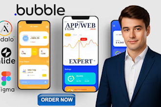 build no code bubble io web app adalo glide bubble website figma landing page