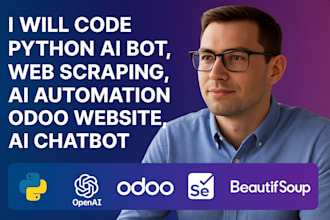 code python ai bot, web scraping, ai automation, odoo website, ai chatbot