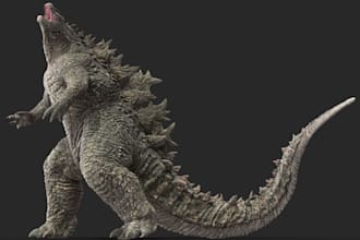replicate animal photo in 3d,godzilla creature,ue5 furry character,3d rendering
