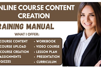 create online course content, training manual, user manual, ppt slides, workbook
