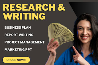 write on business plan, report writing, project management, and marketing ppt