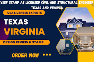 review stamp as licensed civil and structural engineer in texas and virginia