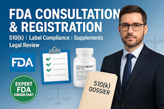 provide fda consultation, registration, 510k, and label review