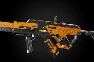 design 3d custom weapon, modular sci fi gun, realistic firearms model,game asset