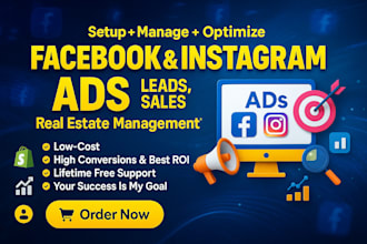 set up facebook instagram ads for leads sales, real estate management investors