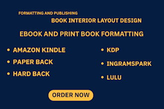 do paperback book formatting for kdp, lulu, ingramspark, amazon ebook formatting