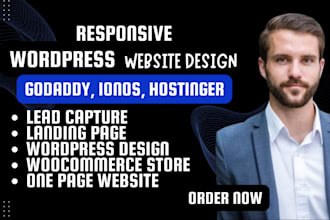 wordpress website design on godaddy hostinger bluehost ionos website ecommerce