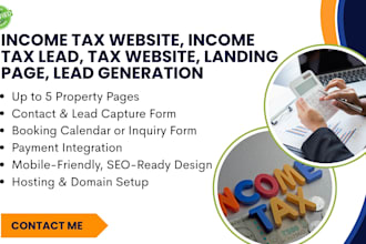 income tax website, income tax lead, tax website, landing page, lead generation