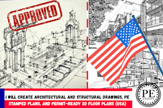 do architectural and structural drawings, pe stamp and permit drawings in USA