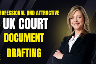 draft any uk court document, claim, defense, witnesses statement or bundles
