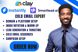 setup cold email outreach on instantly smartlead clay gmass with lead generation