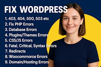 fix 403, 404, 500, 503 errors in wordpress website critical error website speed