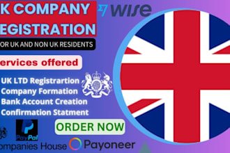 do UK company registration and UK bank account setup in UK