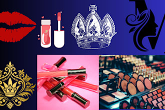 design elegant lip gloss  and majestic royal family crests logo