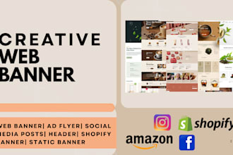 design creative website web banner slider, header, shopify banner ad or flyer