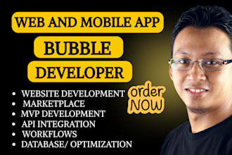do  custom bubble app, mvp app, bubbleio developer, bubble developer saas web